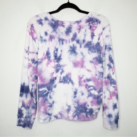 MOTHER The Square Sweatshirt Blueberry Purple Tie Dye Rainbow Patch - Picture 3 of 6